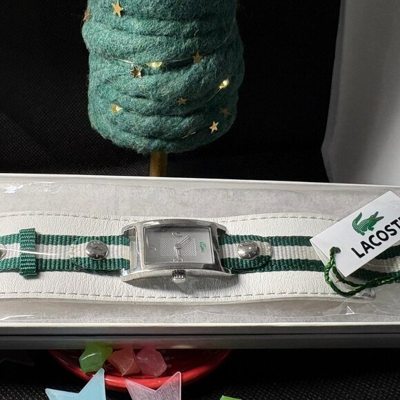 Lacoste Green & White Stripe Watch - Picture 2 of 2